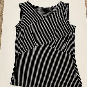 Tahari Womens XS Black and White Striped Sleeveless Top